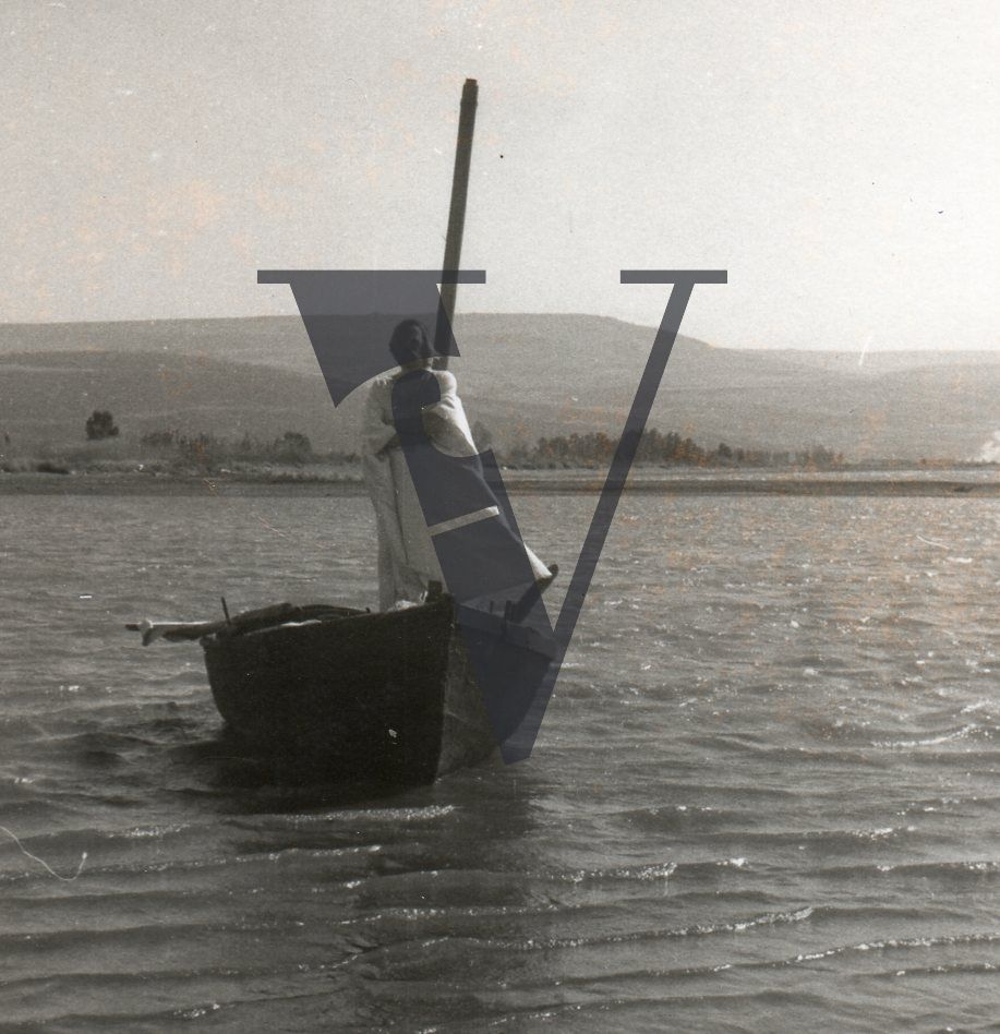 The Gospel Road, production stills, Robert Elfstrom, Jesus, in boat.