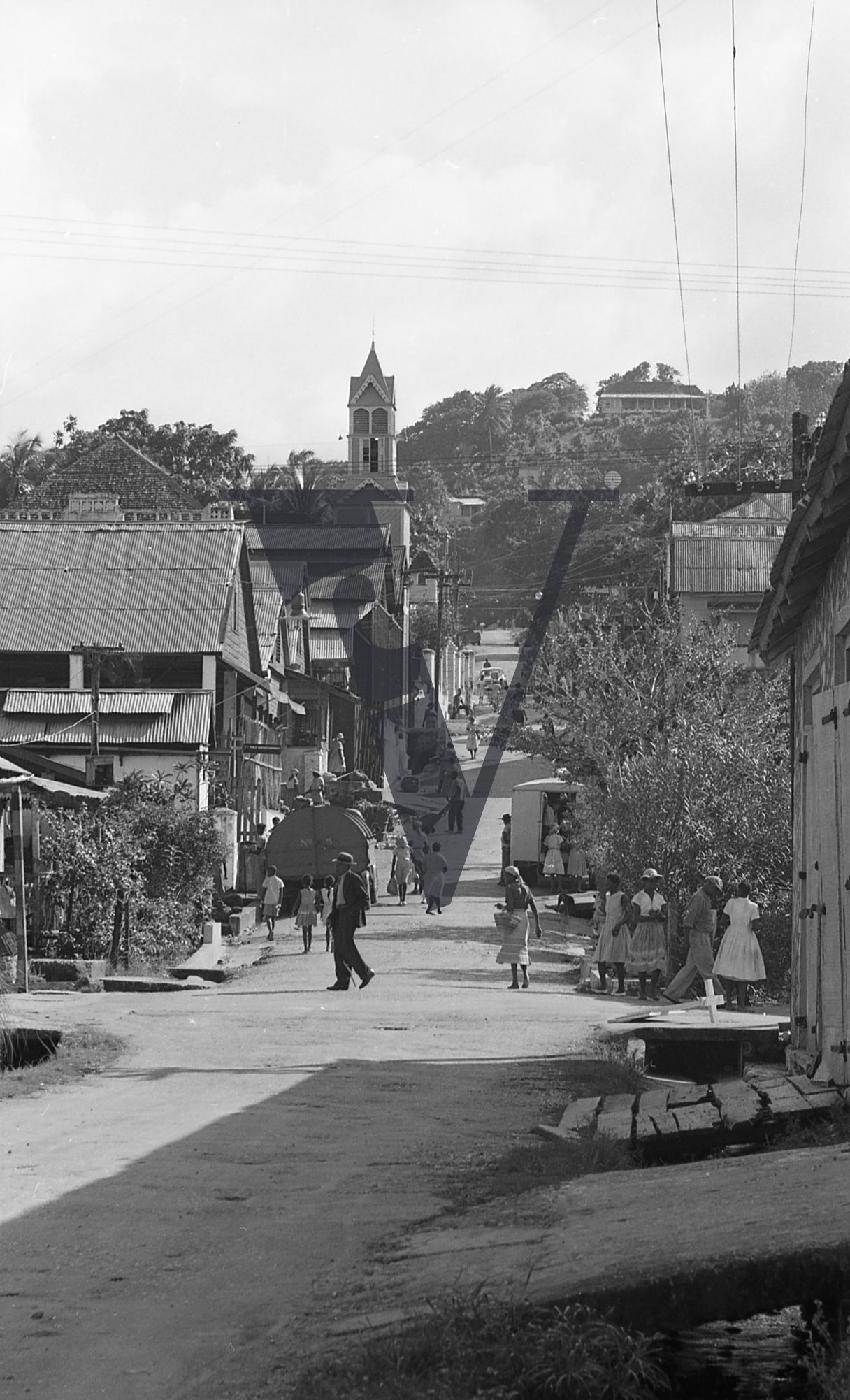 Jamaica, Long shot, street scene.