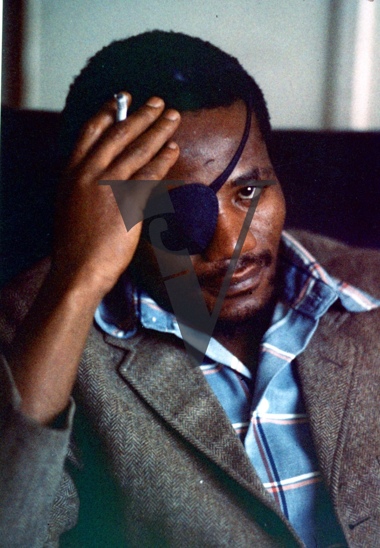 Zambia, Lusaka, ANC, Leader, eye-patch, portrait, close, cigarette.